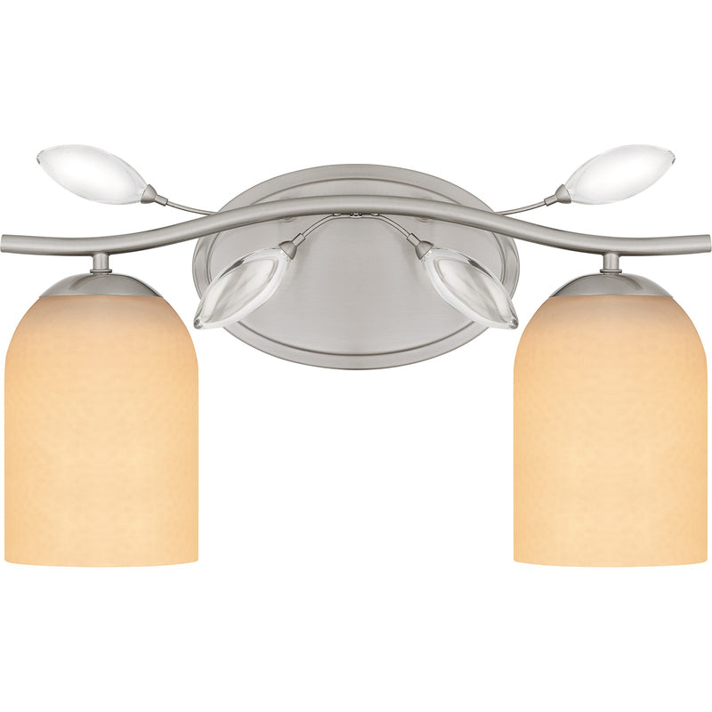 Quoizel Ulysses 16in 2-Light Vanity Light | Modern Brushed Nickel and Opal Etched Hammered Glass | Bathroom & Powder Room | Model ULY8616BN