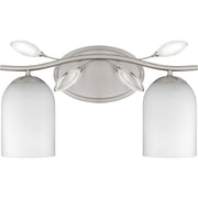 Quoizel Ulysses 16in 2-Light Vanity Light | Modern Brushed Nickel and Opal Etched Hammered Glass | Bathroom & Powder Room | Model ULY8616BN