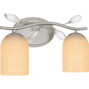 Quoizel Ulysses 16in 2-Light Vanity Light | Modern Brushed Nickel and Opal Etched Hammered Glass | Bathroom & Powder Room | Model ULY8616BN