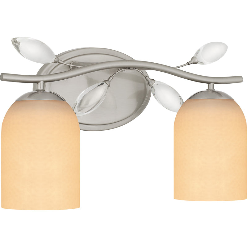Quoizel Ulysses 16in 2-Light Vanity Light | Modern Brushed Nickel and Opal Etched Hammered Glass | Bathroom & Powder Room | Model ULY8616BN