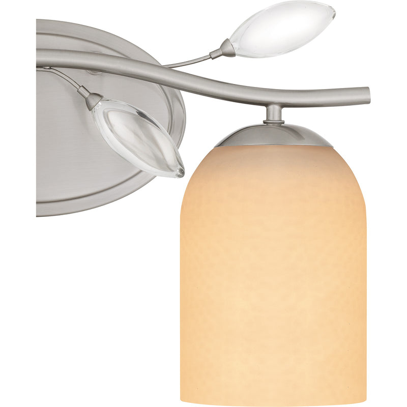 Quoizel Ulysses 16in 2-Light Vanity Light | Modern Brushed Nickel and Opal Etched Hammered Glass | Bathroom & Powder Room | Model ULY8616BN