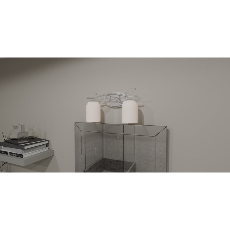 Quoizel Ulysses 16in 2-Light Vanity Light | Modern Brushed Nickel and Opal Etched Hammered Glass | Bathroom & Powder Room | Model ULY8616BN