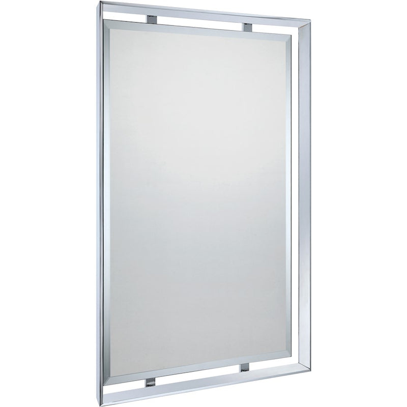 Quoizel Ritz 26 x 34in Rectangular Wall Mirror | Polished Chrome Steel Frame, Beveled Glass | Entryway & Bathroom Vanity | Model UPRZ53426C