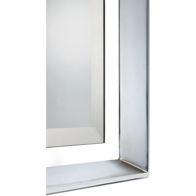 Quoizel Ritz 26 x 34in Rectangular Wall Mirror | Polished Chrome Steel Frame, Beveled Glass | Entryway & Bathroom Vanity | Model UPRZ53426C
