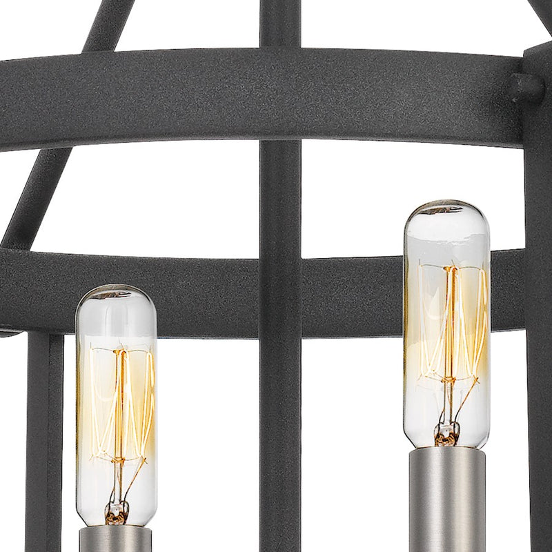 Quoizel Victor 16in 4-Light Semi-Flush Mount | Transitional Mottled Black Openwork Cage | Entryway & Hallway | 16 x 16 x 14.5 in | Model VC1716MB