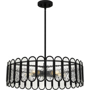 Quoizel Vera 5 Light Pendant, Matte Black/Clear Glacier Glass - VEA2824MBK