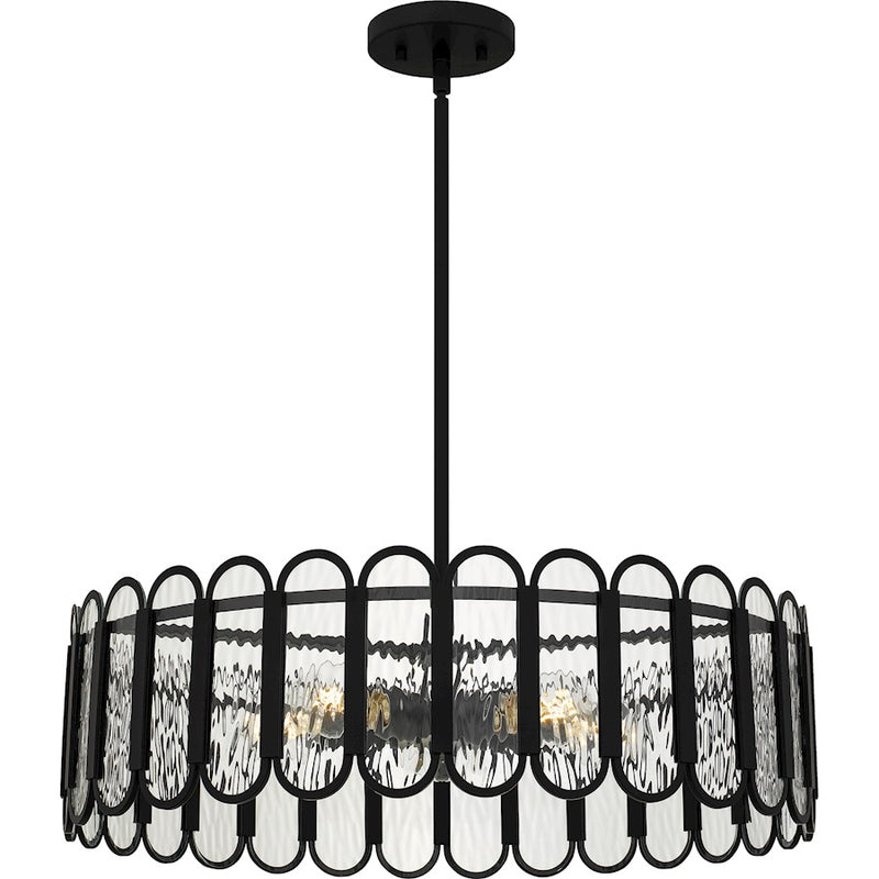 Quoizel Vera 5 Light Pendant, Matte Black/Clear Glacier Glass - VEA2824MBK