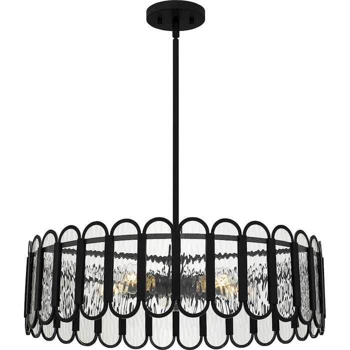 Quoizel Vera 5 Light Pendant, Matte Black/Clear Glacier Glass - VEA2824MBK