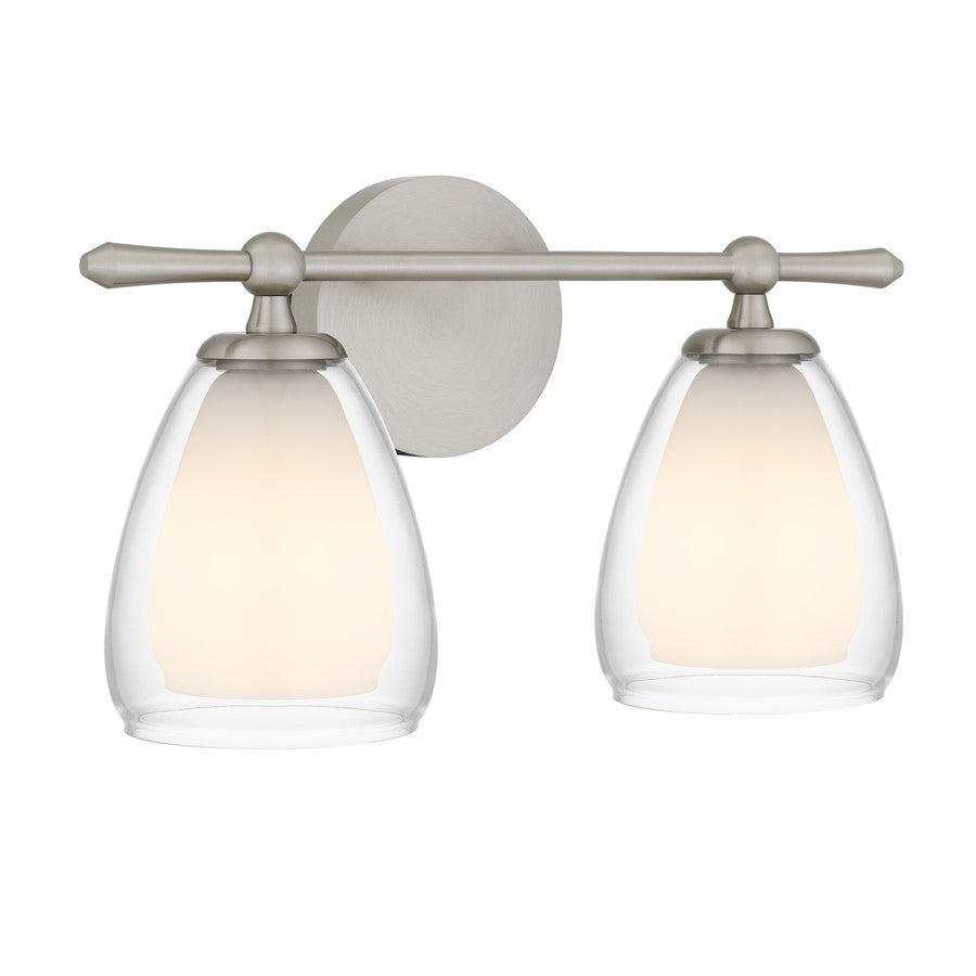 Quoizel Vivienne 2-Lt Brushed Nickel Vanity Light, Brushed Nickel - VIV8616BN