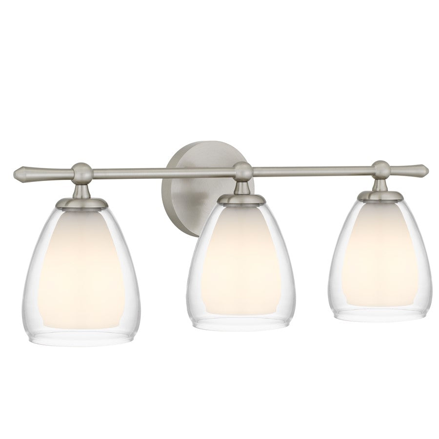 Quoizel Vivienne 3-Lt Brushed Nickel Vanity Light, Brushed Nickel - VIV8624BN