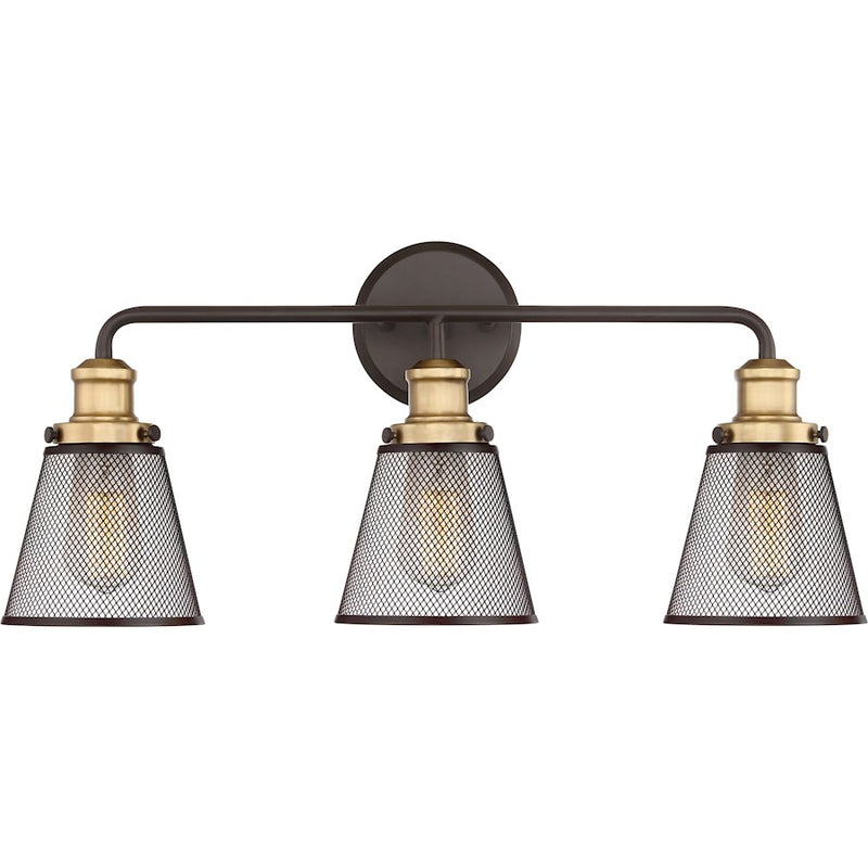 Quoizel 3 Light Vault Bath Light, Western Bronze
