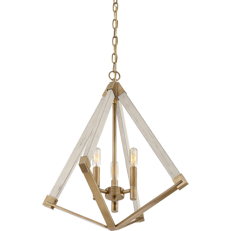 Quoizel Viewpoint 19in 3-Light Pendant | Vintage Weathered Brass and Whitewashed Wood | Kitchen Island & Dining Room | Model VP5203WS