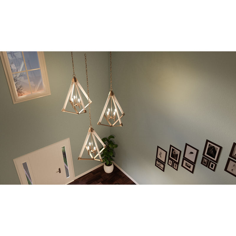 Quoizel Viewpoint 24in 4-Light Pendant | Vintage Weathered Brass and Whitewashed Wood | Kitchen Island & Dining Room | Model VP5204WS