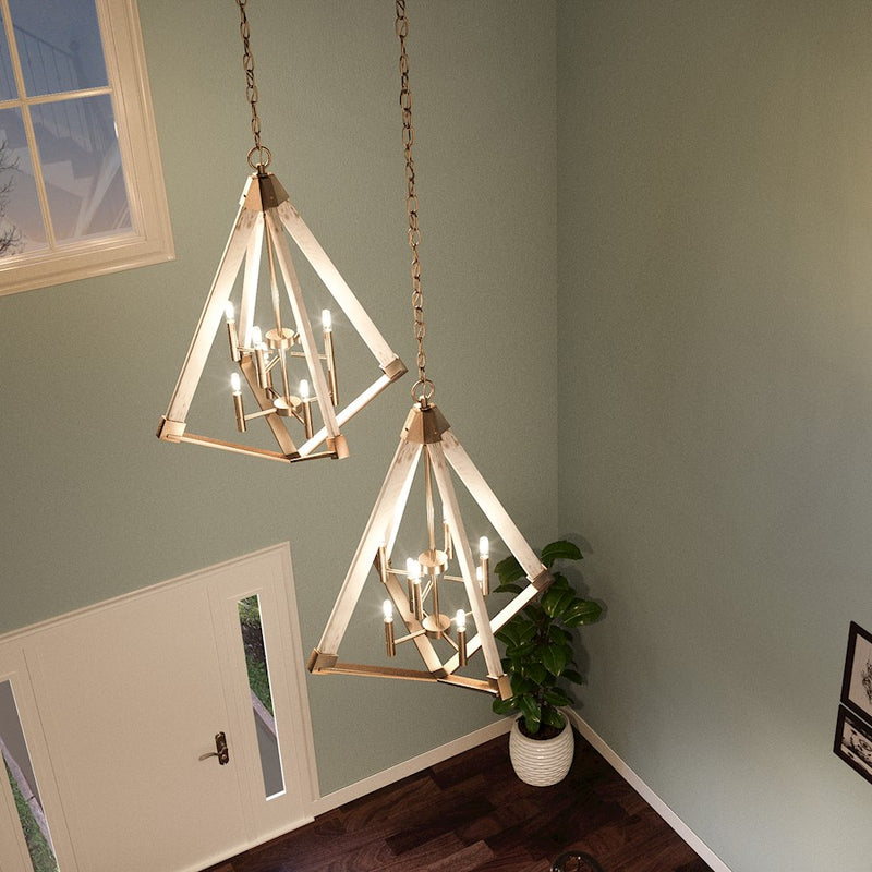 Quoizel 8 Light View Point Foyer Piece, Weathered Brass