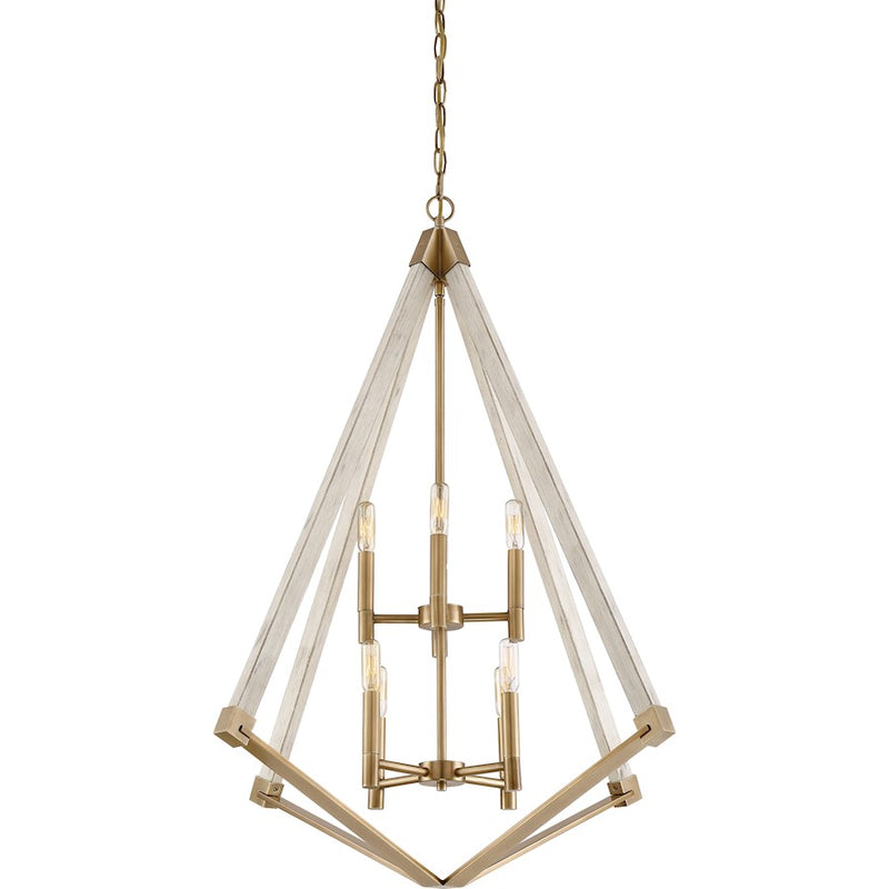 Quoizel 8 Light View Point Foyer Piece, Weathered Brass