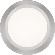 Quoizel Verge 5.5in LED Flush Mount | Brushed Nickel and White Acrylic | Hallway & Closet Ceiling Light | 5.5 x 5.5 x 1 in | Model VRG1605BN
