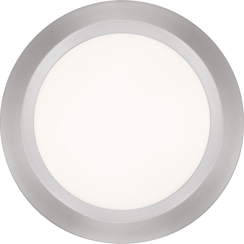 Quoizel Verge 5.5in LED Flush Mount | Brushed Nickel and White Acrylic | Hallway & Closet Ceiling Light | 5.5 x 5.5 x 1 in | Model VRG1605BN