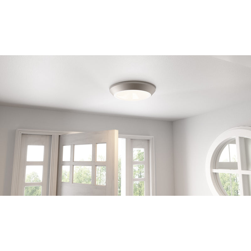 Quoizel Verge 5.5in LED Flush Mount | Brushed Nickel and White Acrylic | Hallway & Closet Ceiling Light | 5.5 x 5.5 x 1 in | Model VRG1605BN