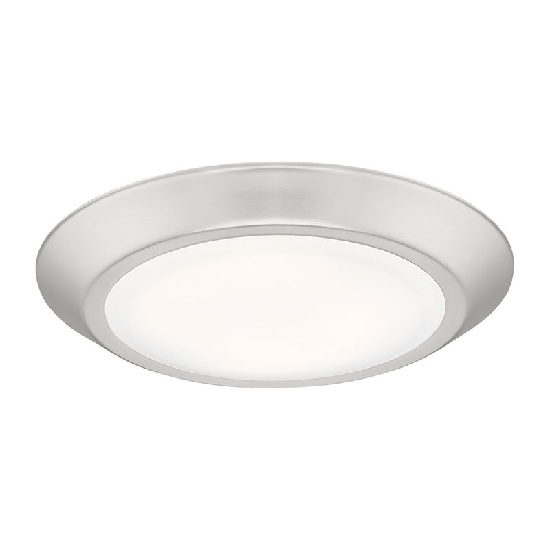Quoizel Verge 8in 1-Light LED Flush Mount | Modern Brushed Nickel and White Acrylic | Hallway & Bathroom Ceiling Light | Model VRG1608BN