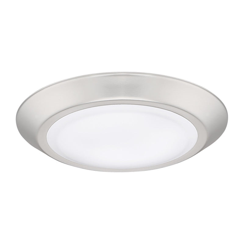 Quoizel Verge 8in 1-Light LED Flush Mount | Modern Brushed Nickel and White Acrylic | Hallway & Bathroom Ceiling Light | Model VRG1608BN