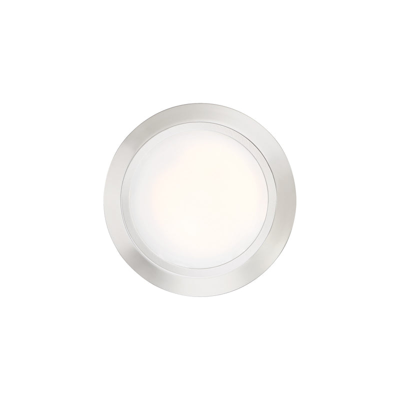 Quoizel Verge 8in 1-Light LED Flush Mount | Modern Brushed Nickel and White Acrylic | Hallway & Bathroom Ceiling Light | Model VRG1608BN