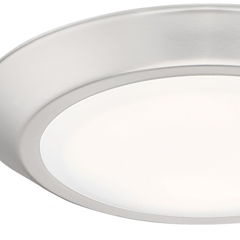 Quoizel Verge 8in 1-Light LED Flush Mount | Modern Brushed Nickel and White Acrylic | Hallway & Bathroom Ceiling Light | Model VRG1608BN