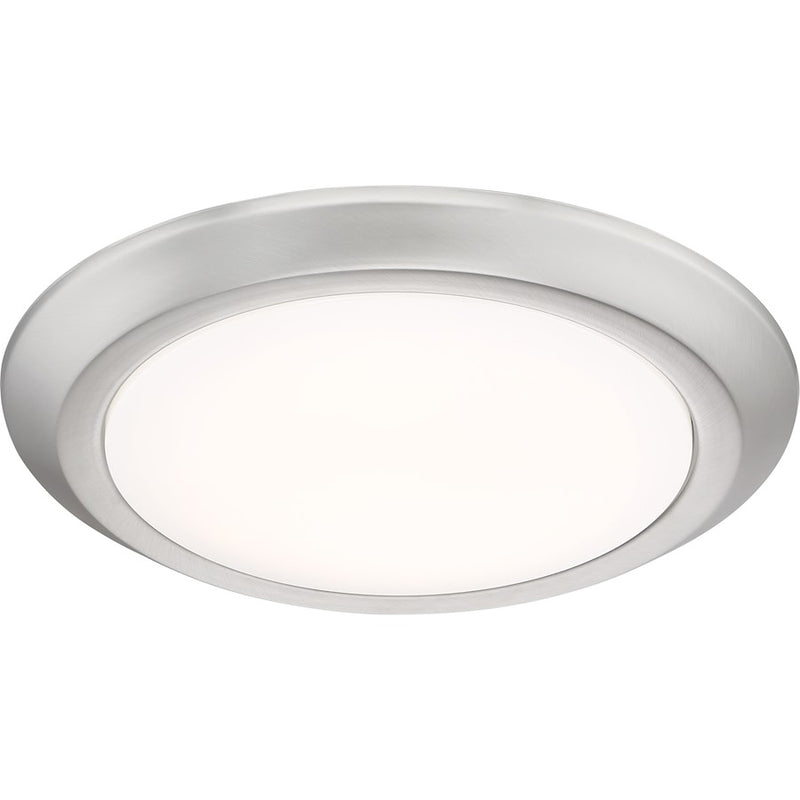Quoizel Verge 12in 1-Light LED Flush Mount | Modern Brushed Nickel and White Acrylic | Bedroom & Hallway Ceiling Light | Model VRG1612BN