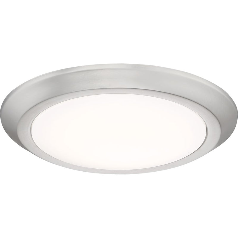 Quoizel Verge 12in 1-Light LED Flush Mount | Modern Brushed Nickel and White Acrylic | Bedroom & Hallway Ceiling Light | Model VRG1612BN
