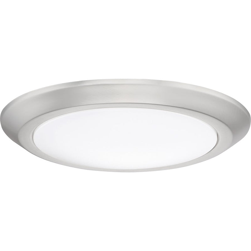 Quoizel Verge 12in 1-Light LED Flush Mount | Modern Brushed Nickel and White Acrylic | Bedroom & Hallway Ceiling Light | Model VRG1612BN