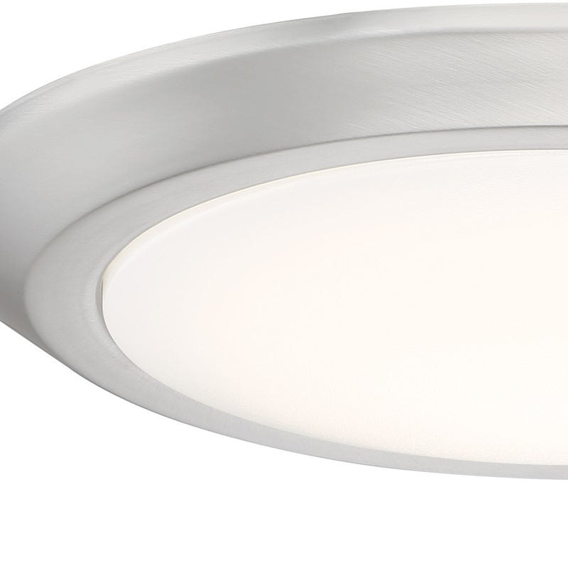 Quoizel Verge 12in 1-Light LED Flush Mount | Modern Brushed Nickel and White Acrylic | Bedroom & Hallway Ceiling Light | Model VRG1612BN