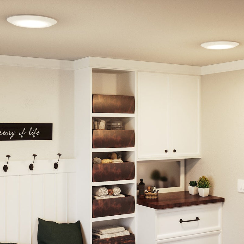 Quoizel Verge 12in LED Flush Mount | Modern Matte White Steel and White Acrylic | Hallway & Bedroom Ceiling Light | Model VRG1612W