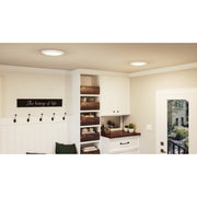 Quoizel Verge 12in LED Flush Mount | Modern Matte White Steel and White Acrylic | Hallway & Bedroom Ceiling Light | Model VRG1612W