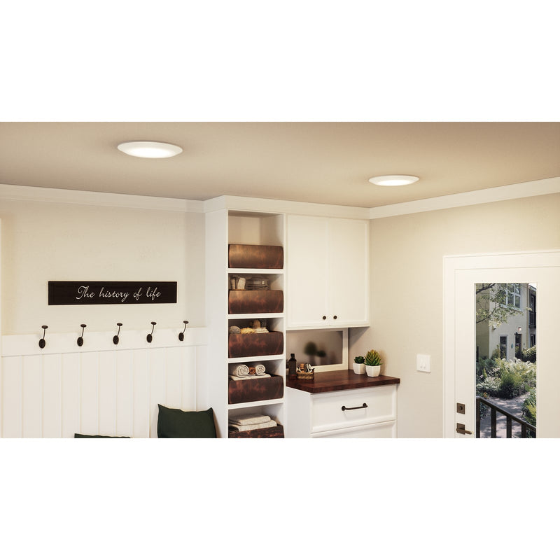 Quoizel Verge 12in LED Flush Mount | Modern Matte White Steel and White Acrylic | Hallway & Bedroom Ceiling Light | Model VRG1612W