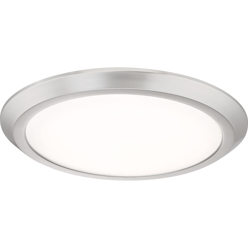 Quoizel Verge 16in LED Flush Mount | Modern Brushed Nickel Steel and White Acrylic | Hallway & Bedroom Ceiling Light | Model VRG1616BN
