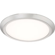 Quoizel Verge 16in LED Flush Mount | Modern Brushed Nickel Steel and White Acrylic | Hallway & Bedroom Ceiling Light | Model VRG1616BN