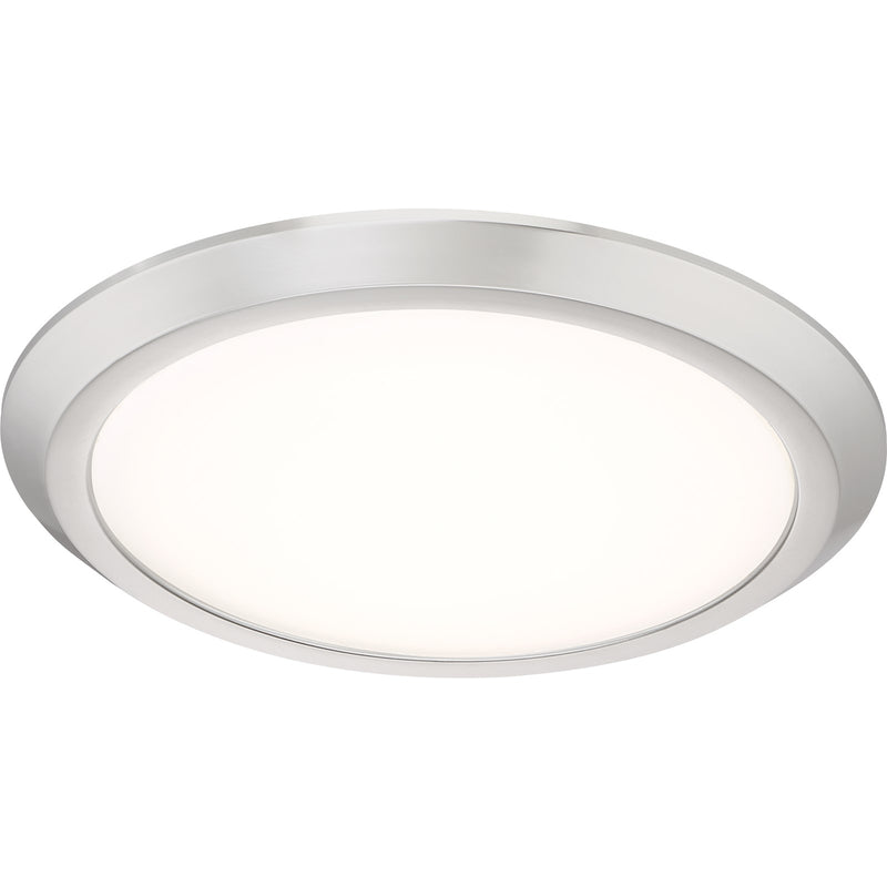 Quoizel Verge 16in LED Flush Mount | Modern Brushed Nickel Steel and White Acrylic | Hallway & Bedroom Ceiling Light | Model VRG1616BN
