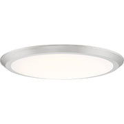 Quoizel Verge 20in LED Flush Mount | Modern Brushed Nickel Steel and White Acrylic | Bedroom & Hallway Ceiling Light | Model VRG1620BN