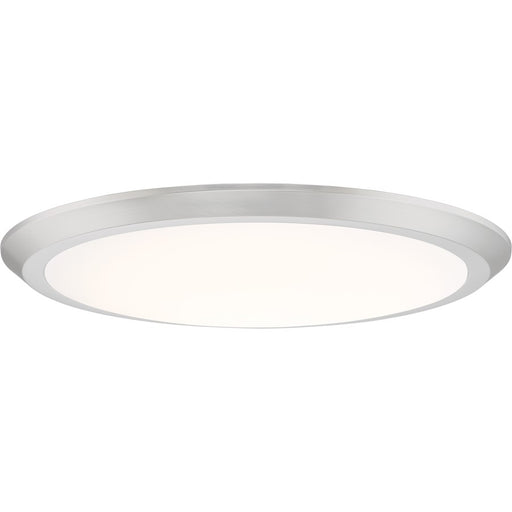 Quoizel Verge 20in LED Flush Mount | Modern Brushed Nickel Steel and White Acrylic | Bedroom & Hallway Ceiling Light | Model VRG1620BN