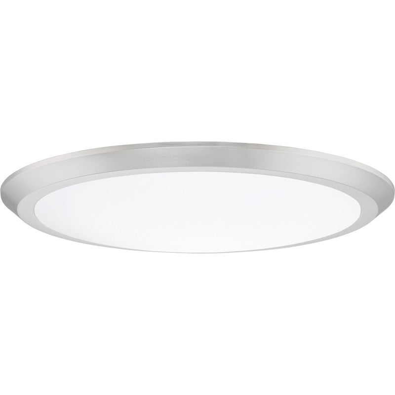 Quoizel Verge 20in LED Flush Mount | Modern Brushed Nickel Steel and White Acrylic | Bedroom & Hallway Ceiling Light | Model VRG1620BN