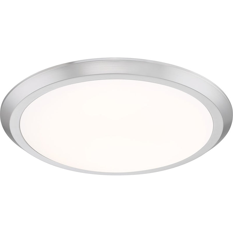Quoizel Verge 20in LED Flush Mount | Modern Brushed Nickel Steel and White Acrylic | Bedroom & Hallway Ceiling Light | Model VRG1620BN