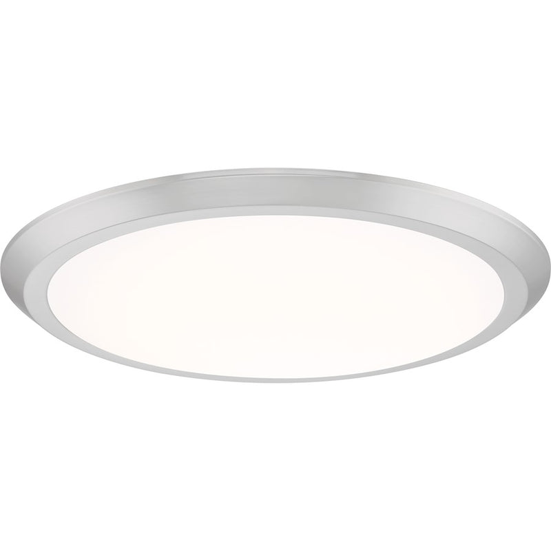 Quoizel Verge 20in LED Flush Mount | Modern Brushed Nickel Steel and White Acrylic | Bedroom & Hallway Ceiling Light | Model VRG1620BN