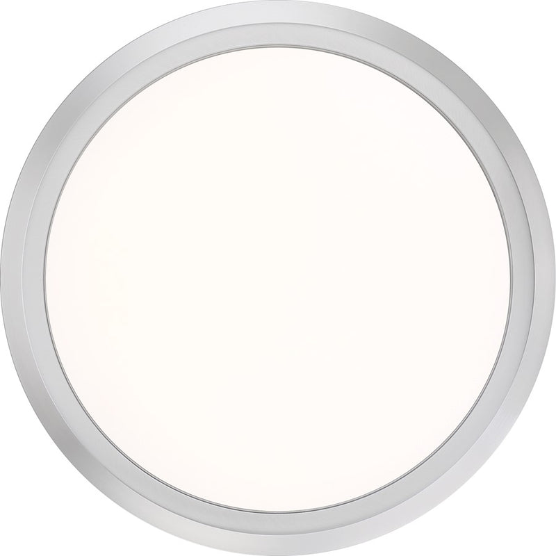 Quoizel Verge 20in LED Flush Mount | Modern Brushed Nickel Steel and White Acrylic | Bedroom & Hallway Ceiling Light | Model VRG1620BN
