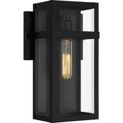 Quoizel Vanessa 13in 1-Light Outdoor Wall Lantern | Modern Matte Black Aluminum and Clear Beveled Glass | Front Door & Porch | Model VSA8306MBK