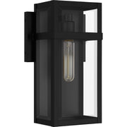 Quoizel Vanessa 13in 1-Light Outdoor Wall Lantern | Modern Matte Black Aluminum and Clear Beveled Glass | Front Door & Porch | Model VSA8306MBK