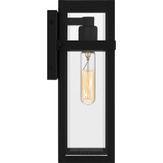Quoizel Vanessa 13in 1-Light Outdoor Wall Lantern | Modern Matte Black Aluminum and Clear Beveled Glass | Front Door & Porch | Model VSA8306MBK