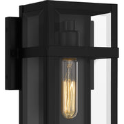 Quoizel Vanessa 13in 1-Light Outdoor Wall Lantern | Modern Matte Black Aluminum and Clear Beveled Glass | Front Door & Porch | Model VSA8306MBK