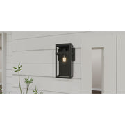 Quoizel Vanessa 13in 1-Light Outdoor Wall Lantern | Modern Matte Black Aluminum and Clear Beveled Glass | Front Door & Porch | Model VSA8306MBK