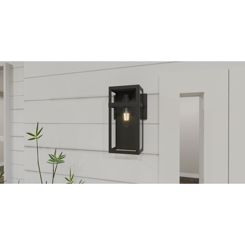 Quoizel Vanessa 13in 1-Light Outdoor Wall Lantern | Modern Matte Black Aluminum and Clear Beveled Glass | Front Door & Porch | Model VSA8306MBK