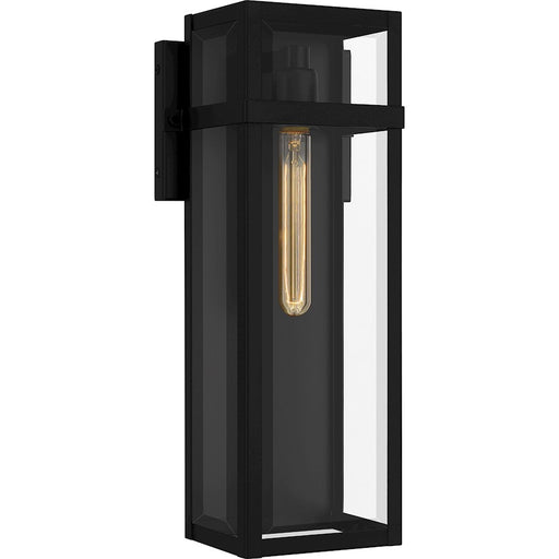 Quoizel Vanessa 18in 1-Light Outdoor Wall Lantern | Modern Matte Black and Clear Beveled Glass | Front Door & Porch | Model VSA8406MBK