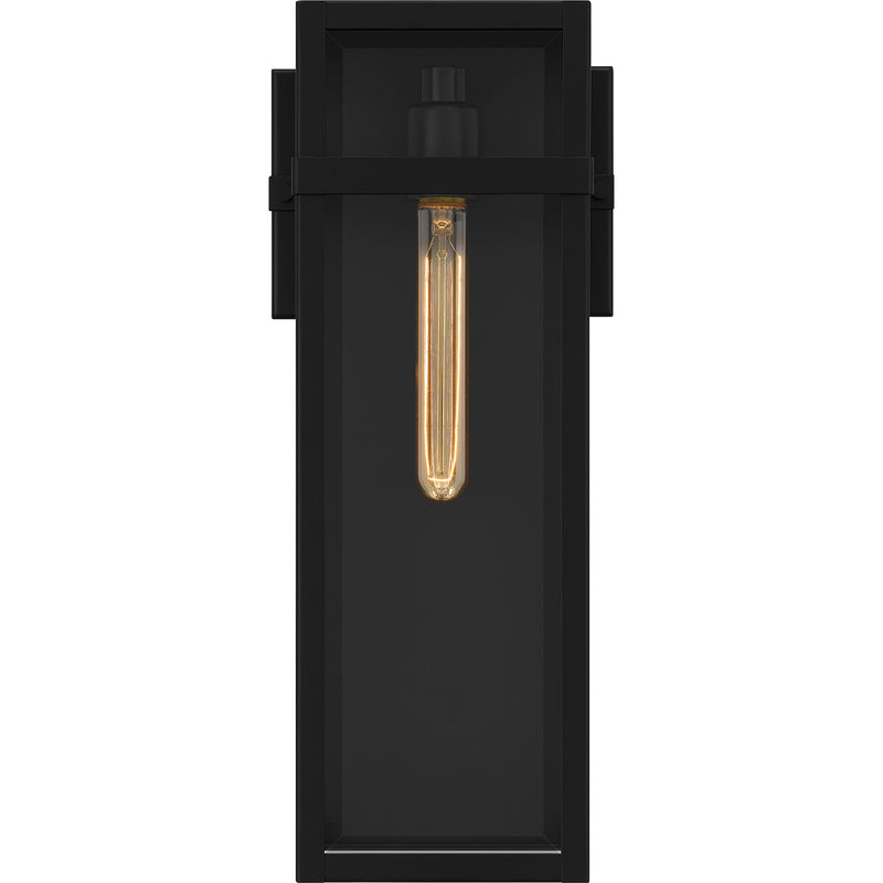 Quoizel Vanessa 18in 1-Light Outdoor Wall Lantern | Modern Matte Black and Clear Beveled Glass | Front Door & Porch | Model VSA8406MBK